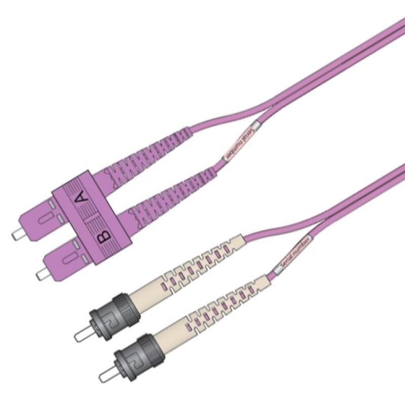 P-OM4-D2M-SCP-STP-xx Fiberworks AS  Patch MM DPX SC/PC-ST/PC xx m 50/OM4 BIF (10G+) 2x &#248;2mm Magenta