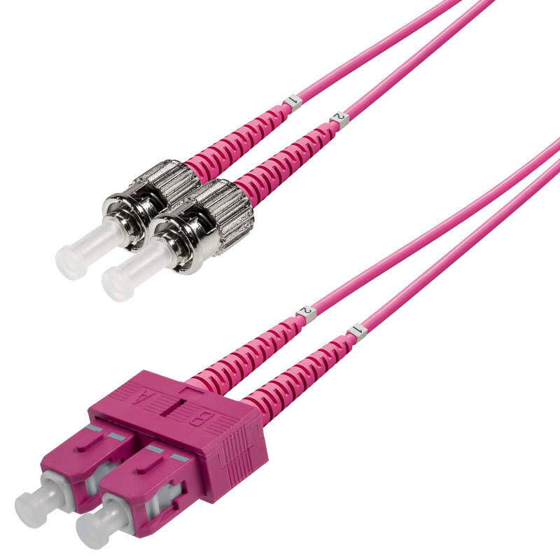 P-OM4-D2M-SCP-STP-xx Fiberworks AS  Patch MM DPX SC/PC-ST/PC xx m 50/OM4 BIF 2x ø2mm Magenta