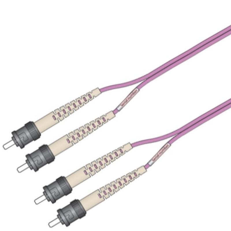 P-OM4-D2M-STP-STP-xx Fiberworks AS  Patch MM DPX ST/PC-ST/PC xx m 50/OM4 BIF (10G+) 2x &#248;2mm Magenta