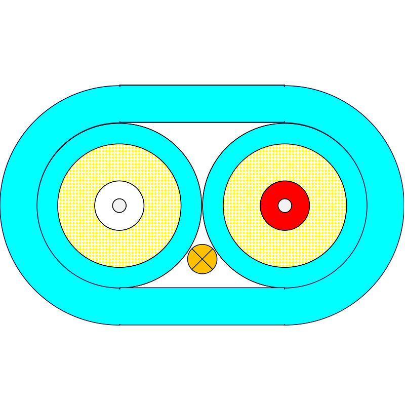 P-OM3-D5T-SCP-SCP-xx Fiberworks AS  Snor MM DPX Flat SC/PC-SC/PC x m 50/OM3 BIF 3x5mm Ruggedized aqua