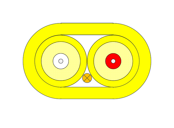 Patch SM DPX Flat LC/UPC-LC/UPC 125 m 9/OS2 G.657.A1 3x5mm Ruggedized Yellow 