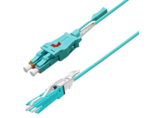 Snor MM Uniboot CS/PC-LC/PC, xx m 50/OM3 BIF ø2mm, Aqua 