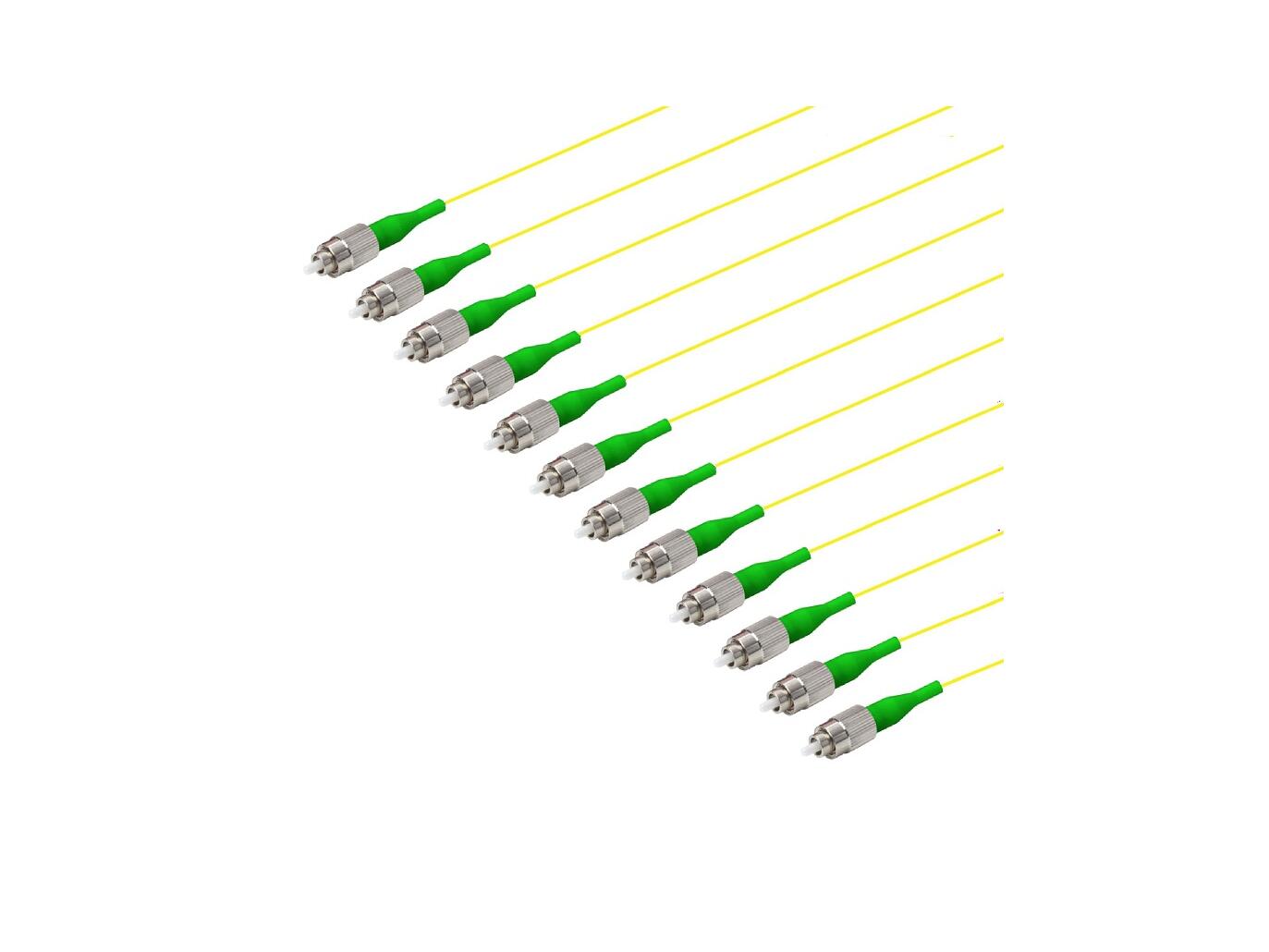 PT-SM9-T9Y-FCA-15-BP Fiberworks AS  Pigtail FC/APC-R, 12-pack blister 1,5 m G.657.A2, 900&#181;m tight buffer, Yellow