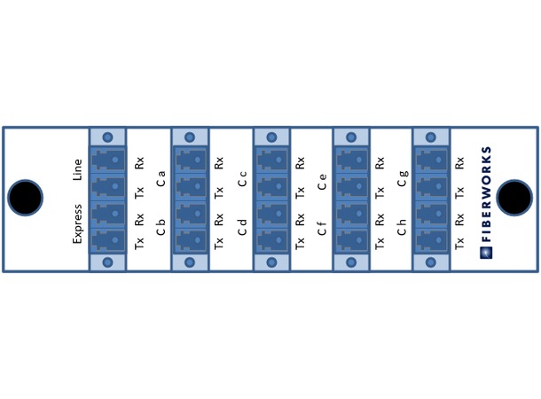 Fiberworks 8 ch. DWDM OADM, LGX2 C21 - C28, "drop and continue", LC 