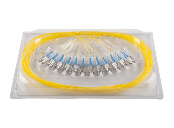 Pigtail FC/APCR, 12-pack blister, 1,5 m 9/OS2 G.657.A1, 900µm fast kledning, Gul 
