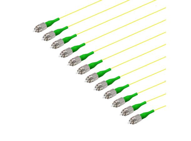 Pigtail FC/APCR, 12-pack blister, 1,5 m 9/OS2 G.657.A1, 900µm fast kledning, Gul 