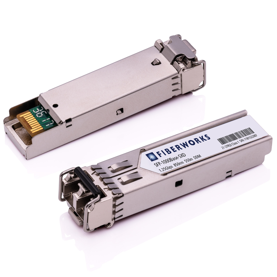 SFP-1000BaseSX-TAA Fiberworks AS  SFP, 1.25 Gbps GigE, DDM, 550m, TAA comp 850nm, 9dB, MM