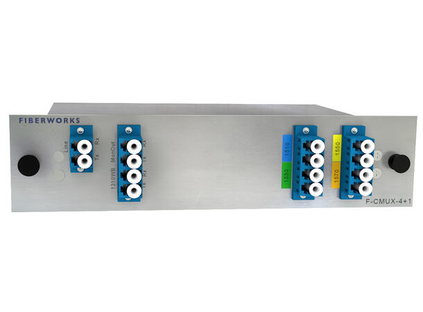 Fiberworks 4+1 ch. CWDM Mux+Demux C51-C57 + 1310nm/CWDM upgrade, Mon.ports 