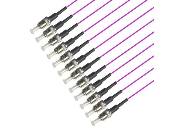 Pigtail MM ST/PC 12-pack blister 1,5 m 50/OM4 BIF 900µm tight buffer Magenta 