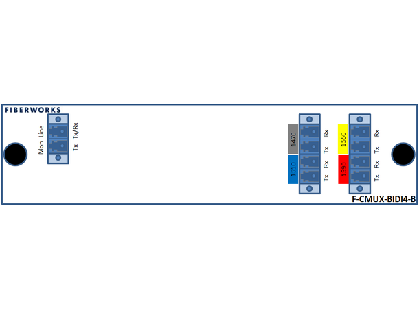 Fiberworks 4 ch. CWDM BiDi Mux/Demux Single fiber, Mon. port, LC/UPC, B-side 