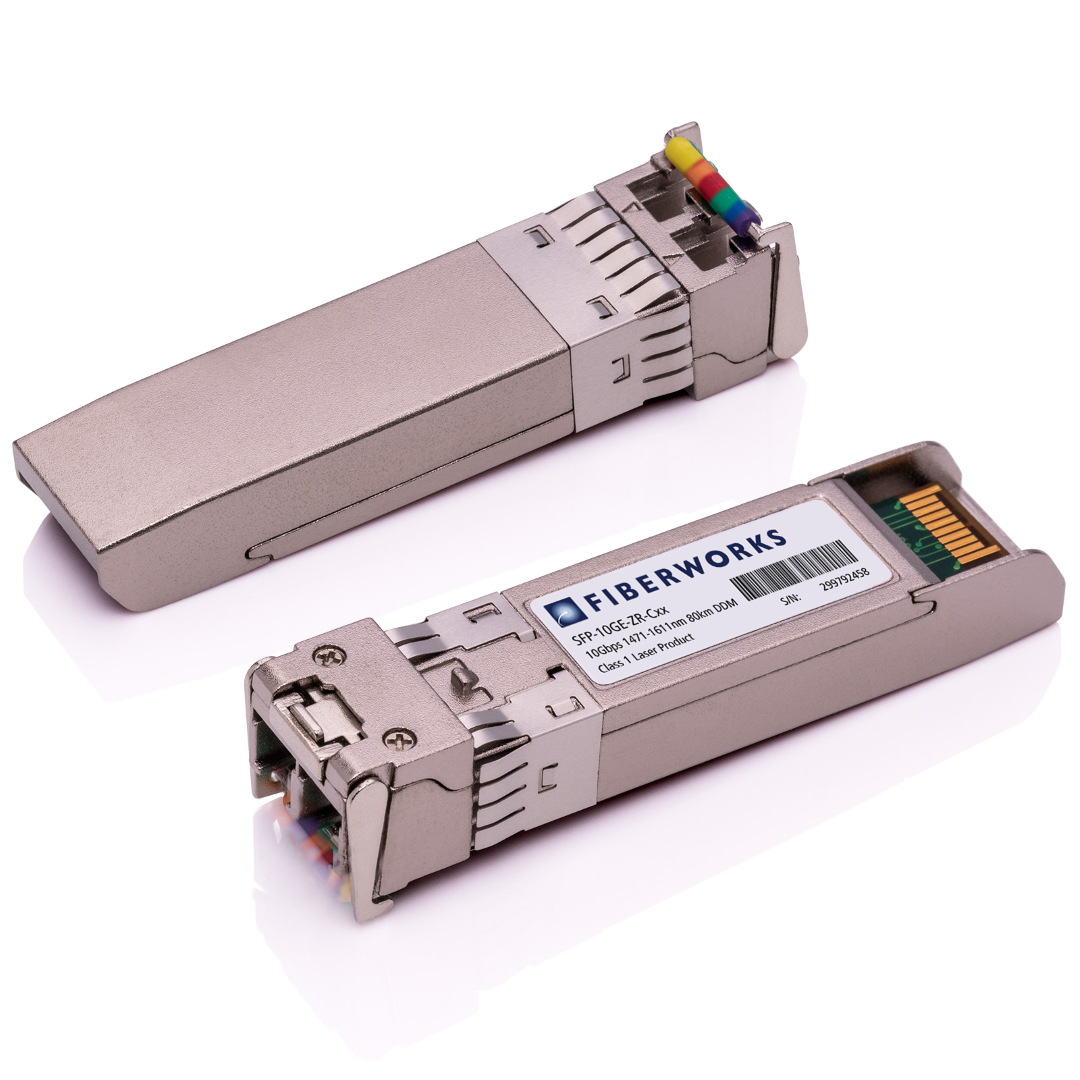 SFP-10GE-eZR-Cxx Fiberworks AS  SFP+, 10GBase-LR, DDM, 100km CWDM 1471nm-1571nm, 26dB, SM