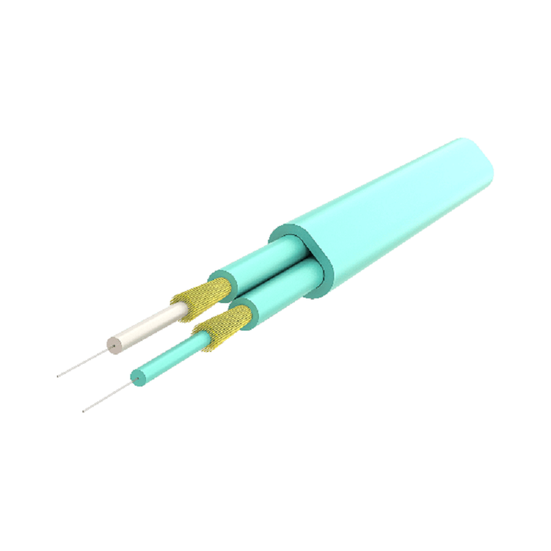 P-OM3-D5A-STP-STP-xx Fiberworks AS  Snor MM DPX Forsterket ST/PC-ST/PC xx m 50/OM3 BIF 3x5mm Ruggeduzed Aqua