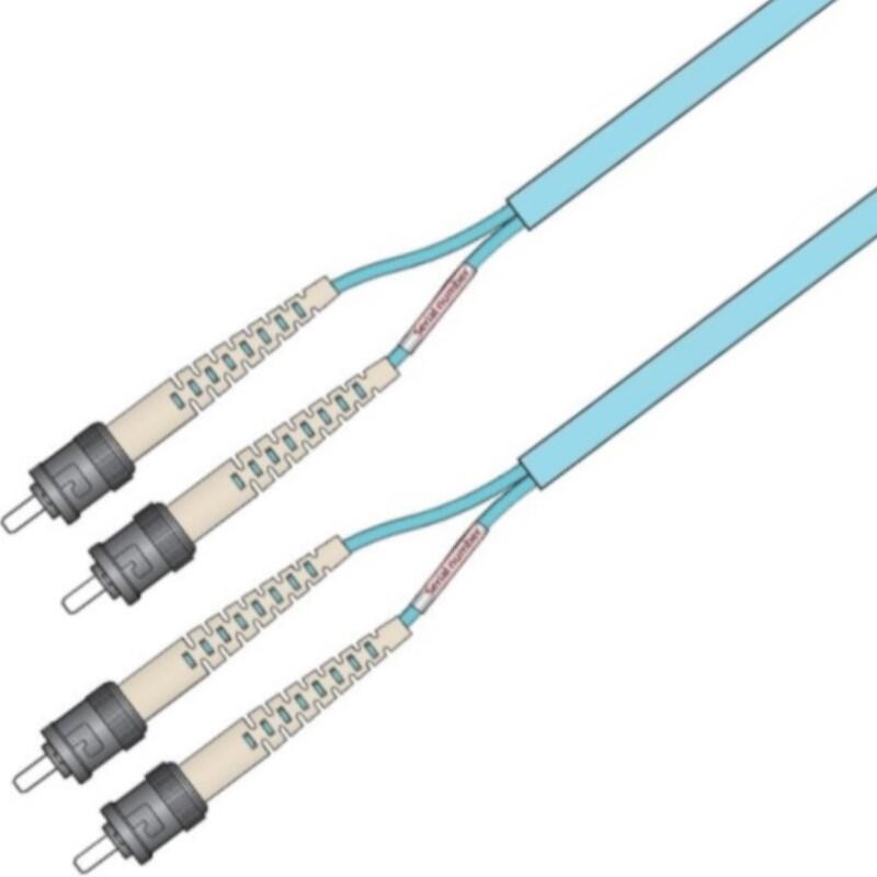 P-OM3-D5A-STP-STP-xx Fiberworks AS  Snor MM DPX Forsterket ST/PC-ST/PC xx m 50/OM3 BIF 3x5mm Ruggeduzed Aqua
