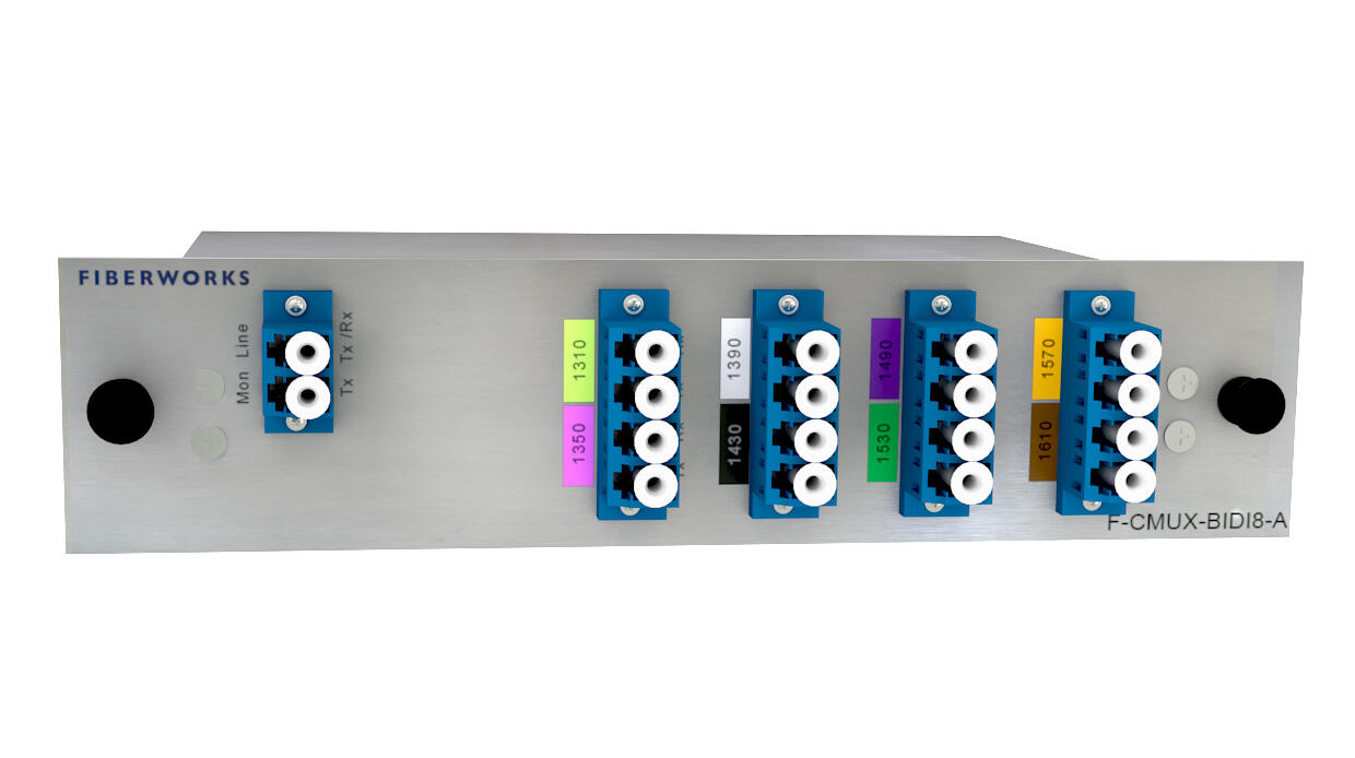 F-CMUX-BIDI8-A-MLU Fiberworks AS  Fiberworks 8 ch. CWDM BiDi Mux/Demux Single fiber, Mon. port, LC/UPC, A-side
