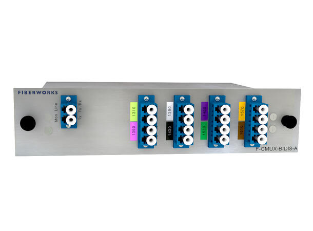 Fiberworks 8 ch. CWDM BiDi Mux/Demux Single fiber, Mon. port, LC/UPC, A-side 