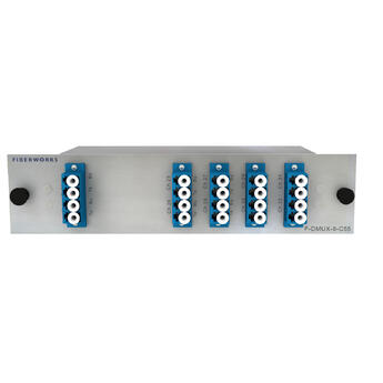 F-DMUX-8-C55-MLU Fiberworks AS  Fiberworks 8 ch. DWDM Mux+Demux for C55 ITU ch. 25-32, 100GHz, Monitor ports, LC