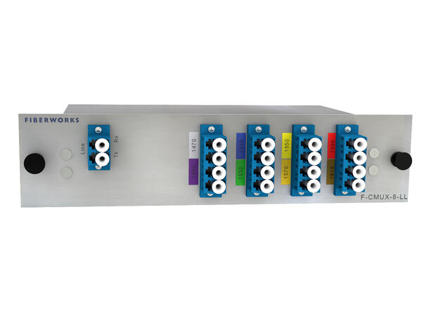 Fiberworks 8 ch. Low Loss CWDM Mux+Demux C47-C61, IL < 1.3 dB, LC/UPC 