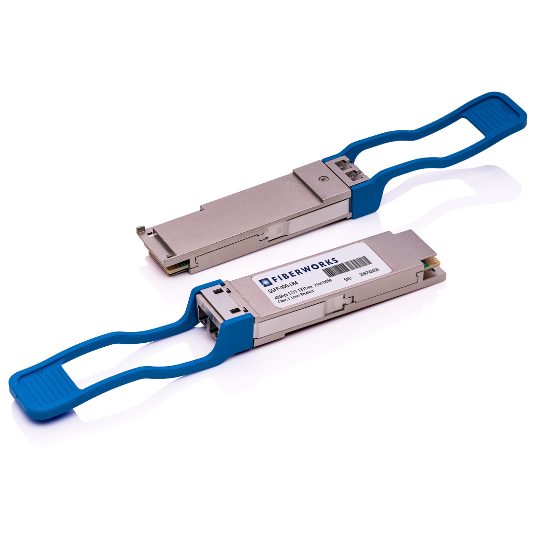 QSFP-40G-IR4-F5 Fiberworks AS  QSFP+, 40GBASE-IR4, 4 x 10.3 Gbps, 2km CWDM 1270-1330nm, 4.5dB, SM, F5 Networks