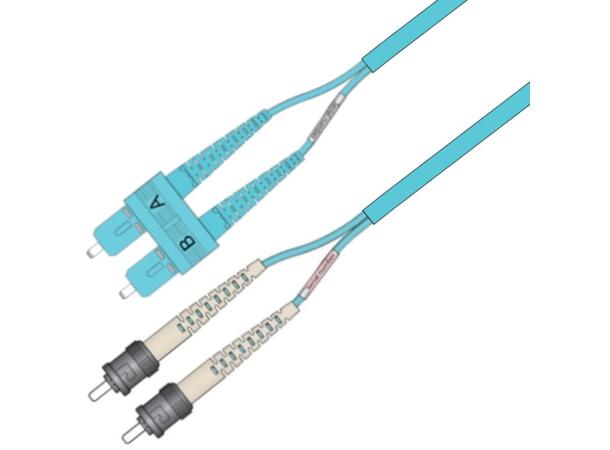 Snor MM DPX Forsterket SC/PC-ST/PC xx m 50/OM3 BIF 3x5mm Ruggedized Aqua 