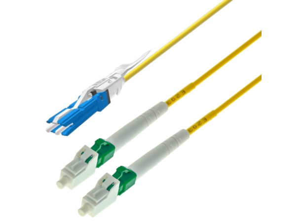 Patch SM CS/UPC-2x LC/APC, 2 m G.657.A2 ø2mm, IEC-B, Yellow 