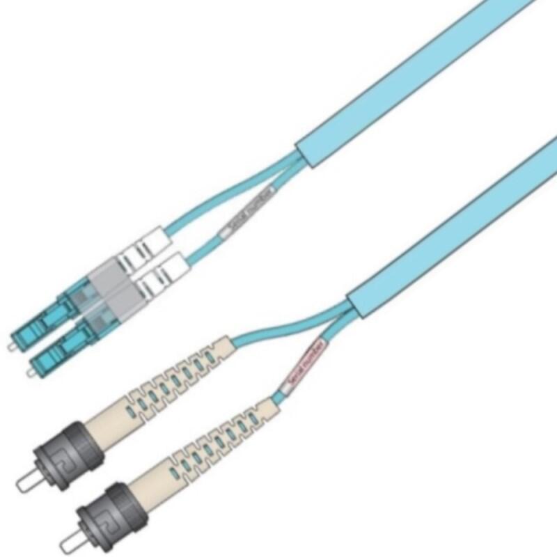 P-OM3-D5T-LCP-STP-xx Fiberworks AS  Snor MM DPX Forsterket LC/PC-ST/PC xx m 50/OM3 BIF 3x5mm Ruggedized Aqua