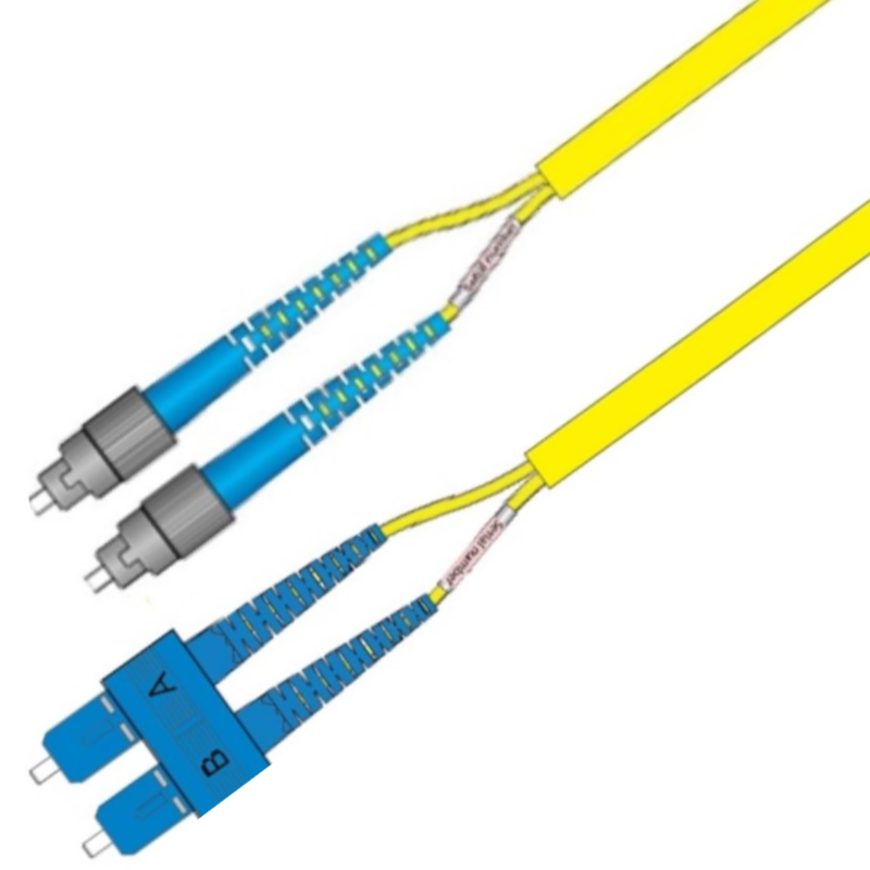 P-SM9-D5Y-SCU-FCU-10 Fiberworks AS  Patch SM DPX Flat SC/UPC-FC/UPC 10 m 9/OS2 G.657.A1 3x5mm Ruggedized Yellow