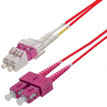 P-OM4-D2R-LCP-SCP-03 Fiberworks AS  Patch MM DPX LC/PC-SC/PC 3 m 50/OM4 BIF 2x ø2mm Red (Pantone 179C)