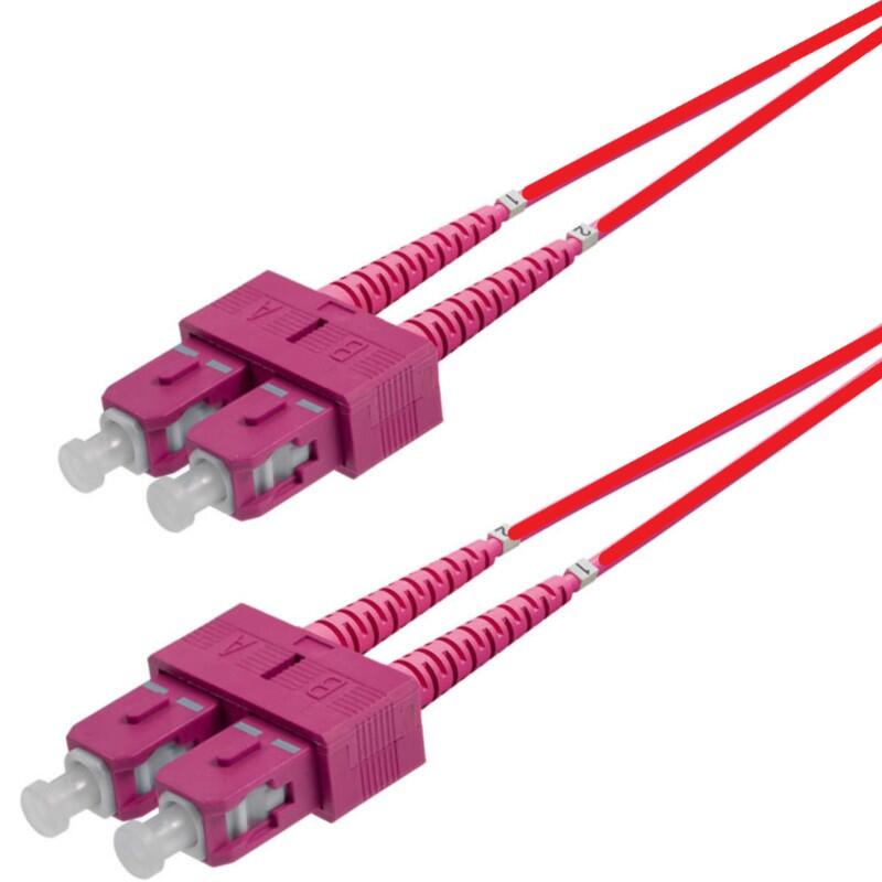 P-OM4-D2R-SCP-SCP7.5 Fiberworks AS  Patch MM DPX SC/PC-SC/PC 7,5 m 50/OM4 BIF 2x ø2mm Rød (Pantone 179C)
