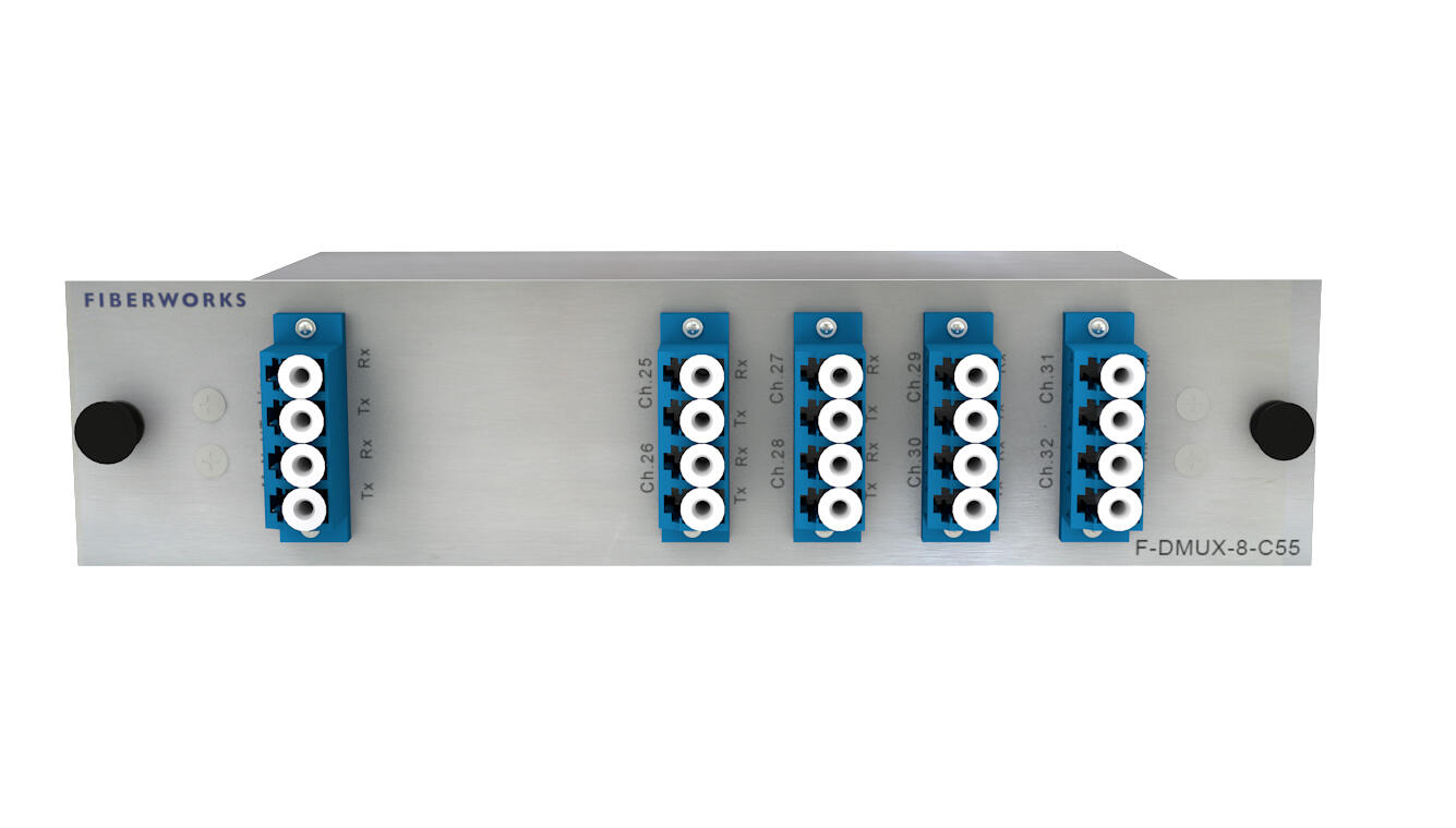 F-D2MUX-8+1-2135-LU Fiberworks AS  Fiberworks 8+1 ch. 800G DWDM Mux+Demux ITU ch. 21-35, 200 GHz, Upgrade/1310WB