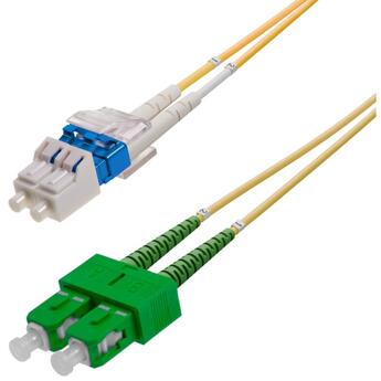 P-SM9-D2Y-SCA-LCU-xx Fiberworks AS  Snor SM DPX SC/APC-LC/UPC xx m 9/OS2 G.657.A2 2x ø2mm Gul
